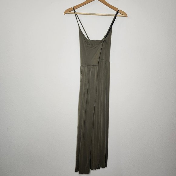 Forever 21 Women's Small Army Green Crop Wide Leg Strappy Summer Jumpsuit - Picture 4 of 7